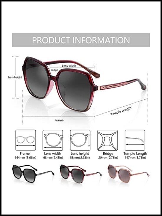 Polarized Square Sunglasses for Women Oversized UV400 Protection main image 6